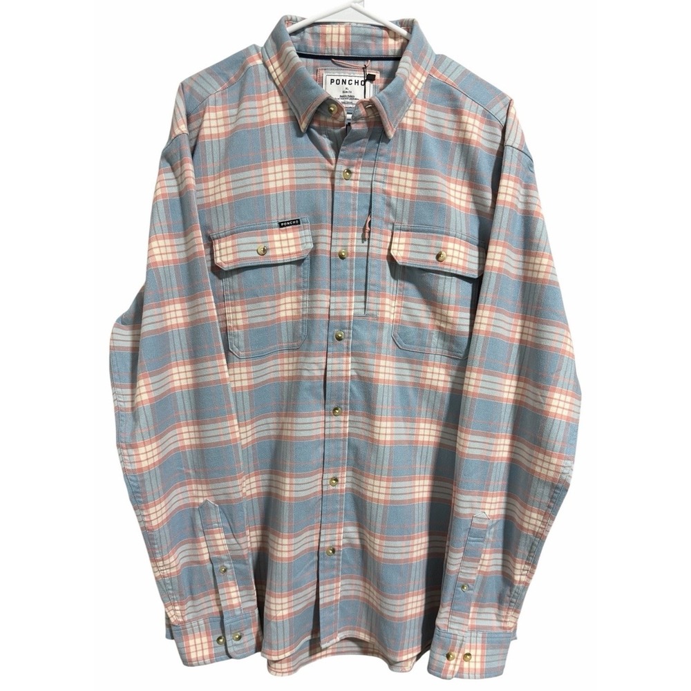 Poncho Flannel "The Madaket" Button Down Long Sleeve Magnetic Men's Size XL